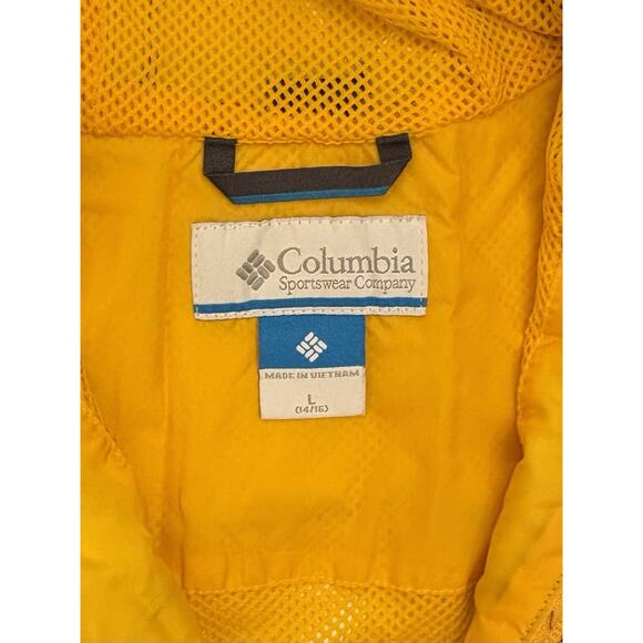 Columbia Boy's Watertight Rain Jacket Large (14/16) Blue W/Yellow Mesh Omni Tech - Picture 4 of 7